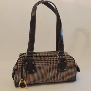 Chaps Houndstooth Brown Plaid Purse